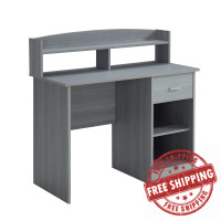 Techni Mobili RTA-8409-GRY Modern Office Desk with Hutch, Grey